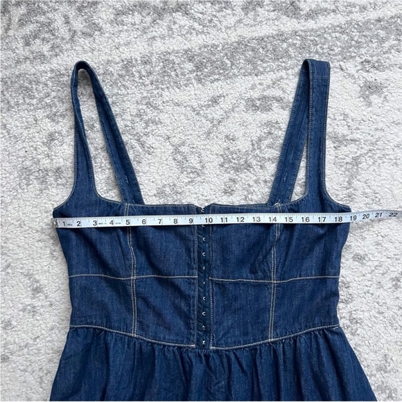 Reformation Tagliatelle Denim Midi Dress Ellis Wash Western Preppy Coastal 12 - Picture 8 of 10